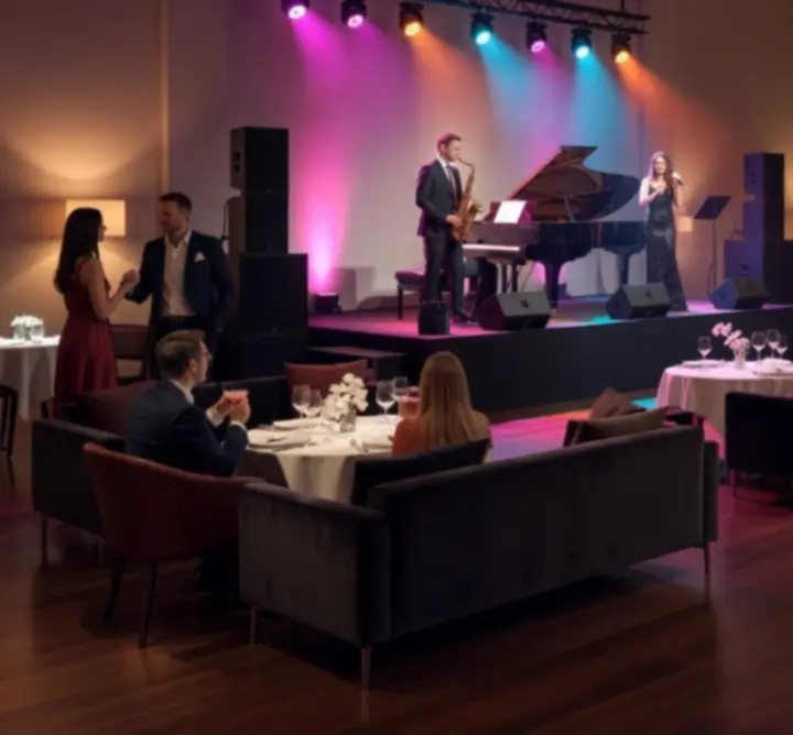 Modern budapesti rendezvényhelyszín elegáns belső térrel