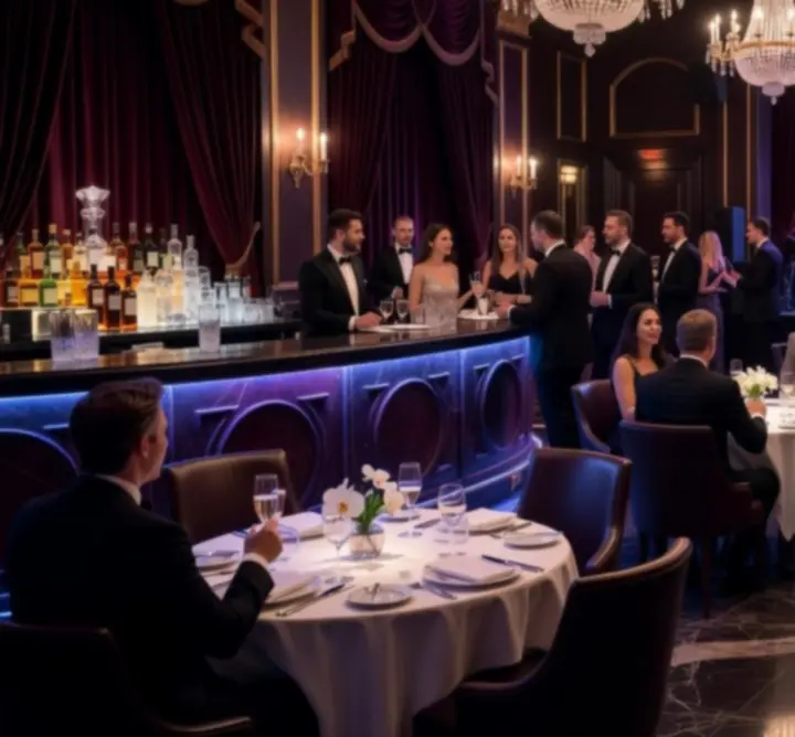 Prémium klub enteriőr elegáns fényekkel és tánctérrel