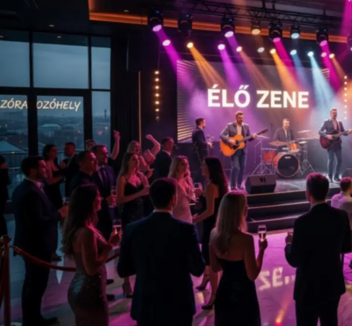 Vibráló éjszakai esemény, fényekkel és táncoló vendégekkel